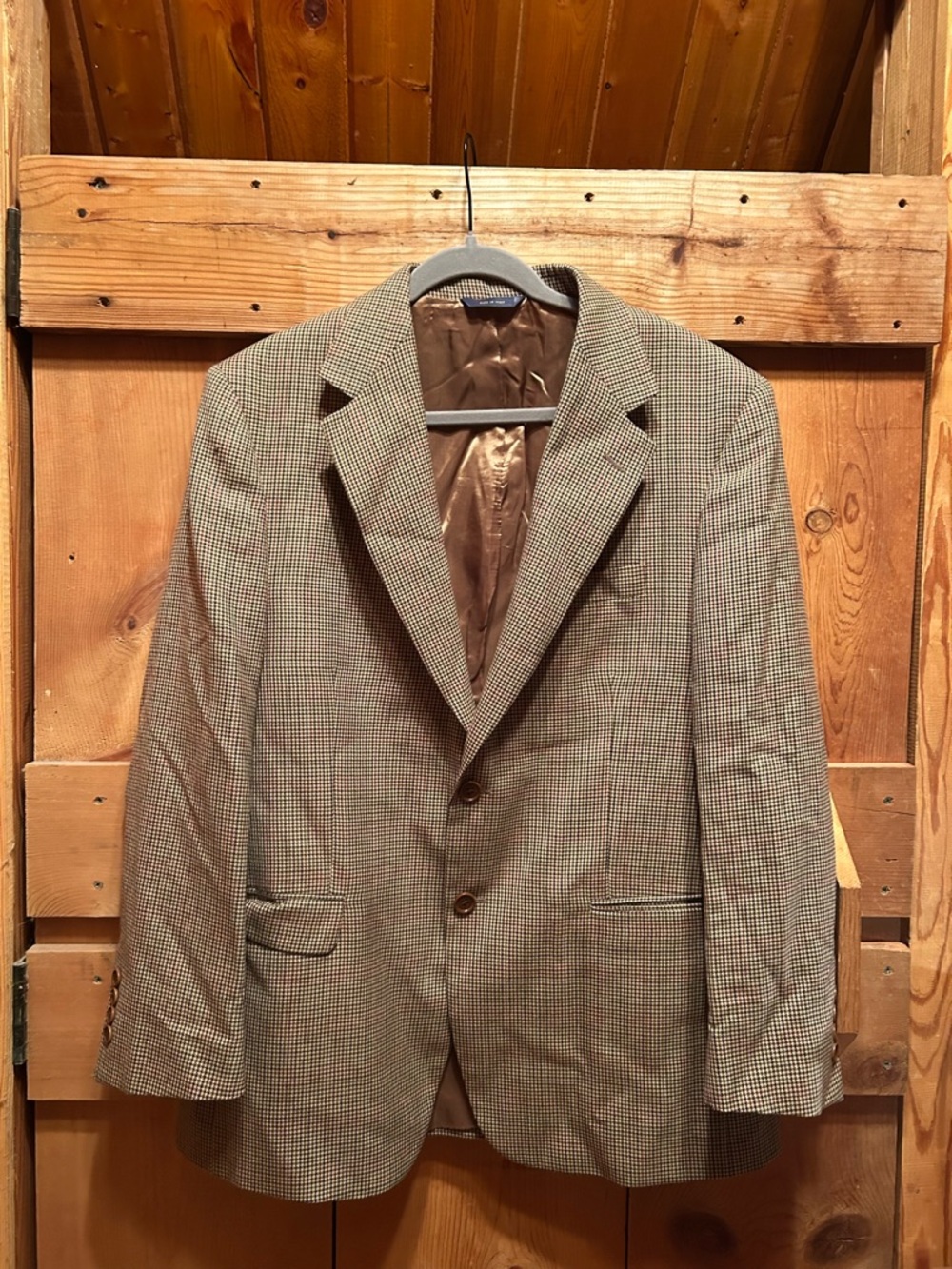 Brooks Brothers Classic Brown Houndstooth Blazer-Tailored Single-Breasted Jacket